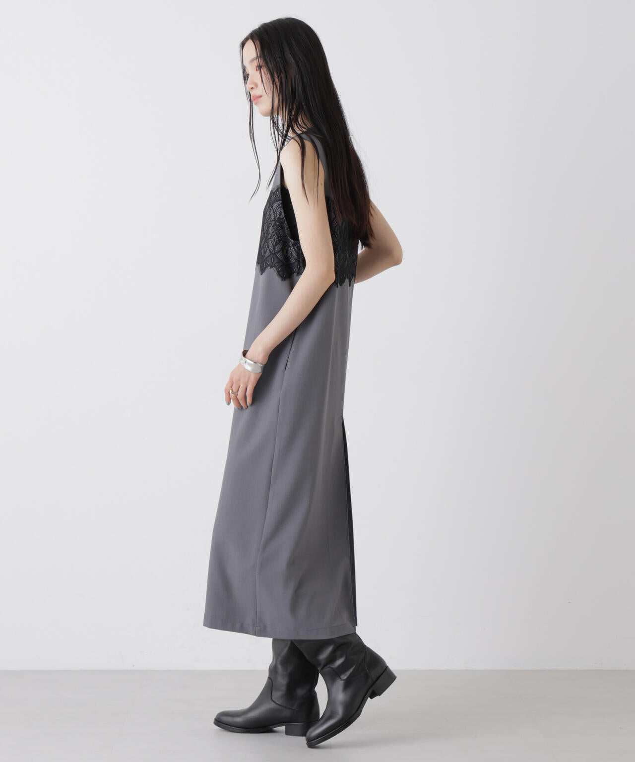 レース切り替えノースリーブワンピース 6736119304