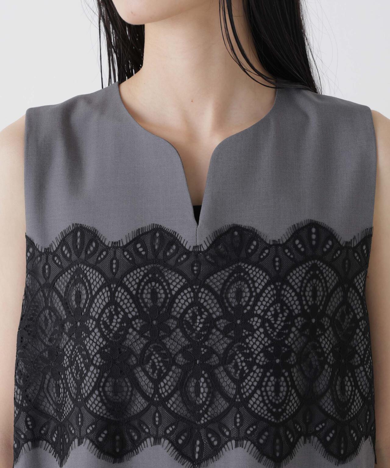 レース切り替えノースリーブワンピース 6736119304