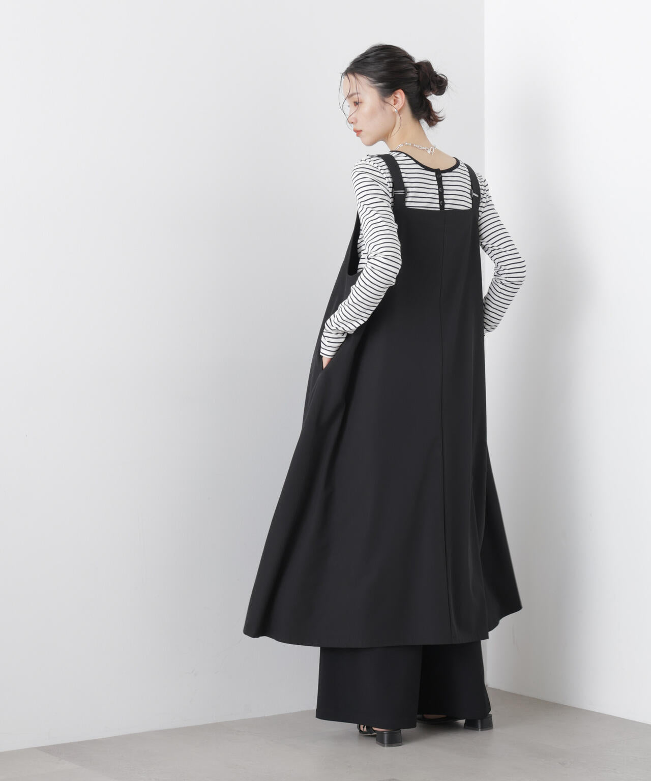 多機能2wayストレッチ サロペットフレアワンピース(セットアップ可) 6736119312