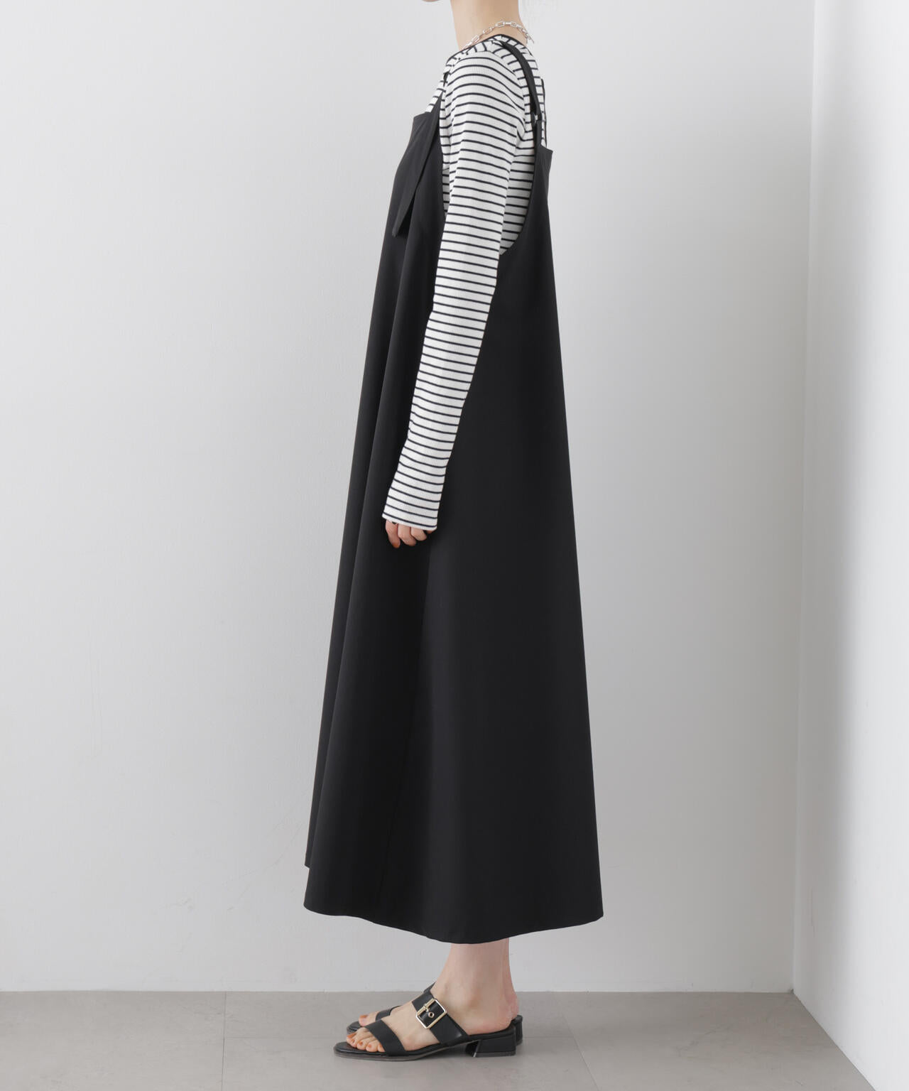 多機能2wayストレッチ サロペットフレアワンピース(セットアップ可) 6736119312