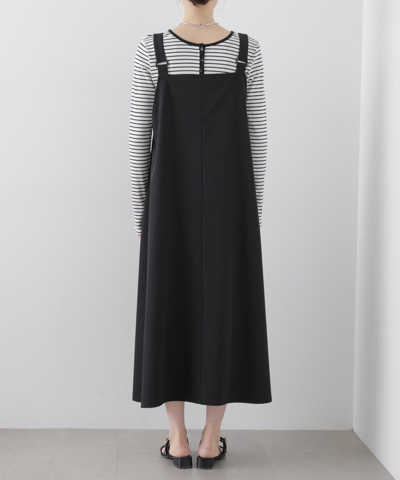 多機能2wayストレッチ サロペットフレアワンピース(セットアップ可) 6736119312