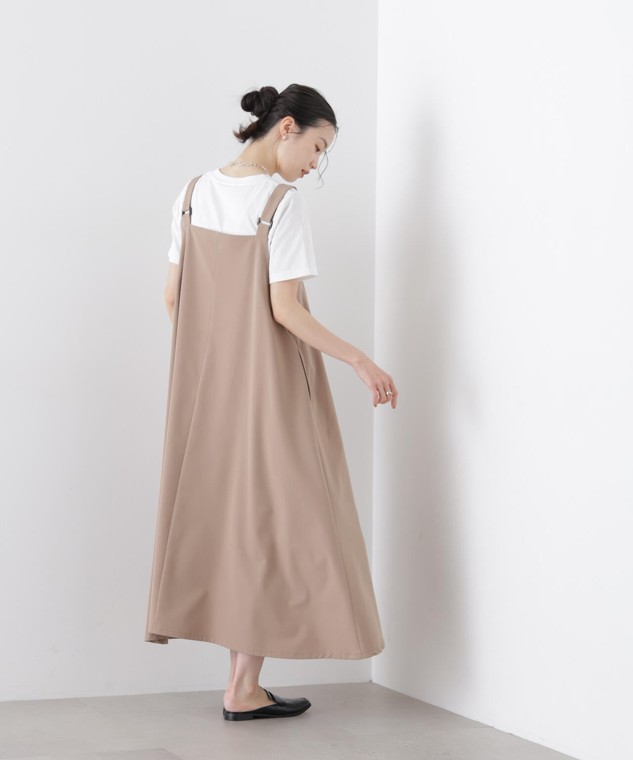 多機能2wayストレッチ サロペットフレアワンピース(セットアップ可) 6736119312