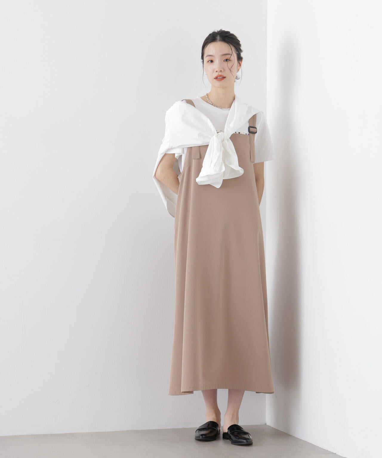 多機能2wayストレッチ サロペットフレアワンピース(セットアップ可) 6736119312