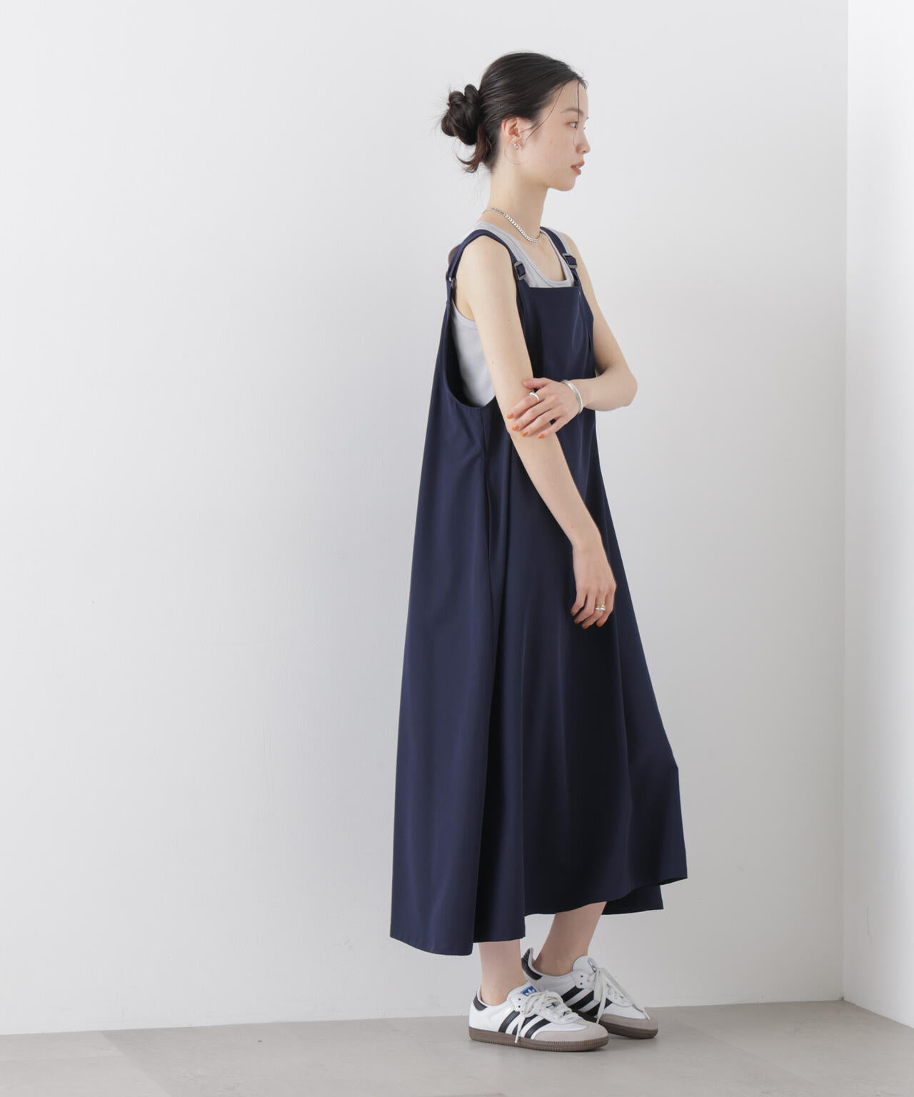 多機能2wayストレッチ サロペットフレアワンピース(セットアップ可) 6736119312