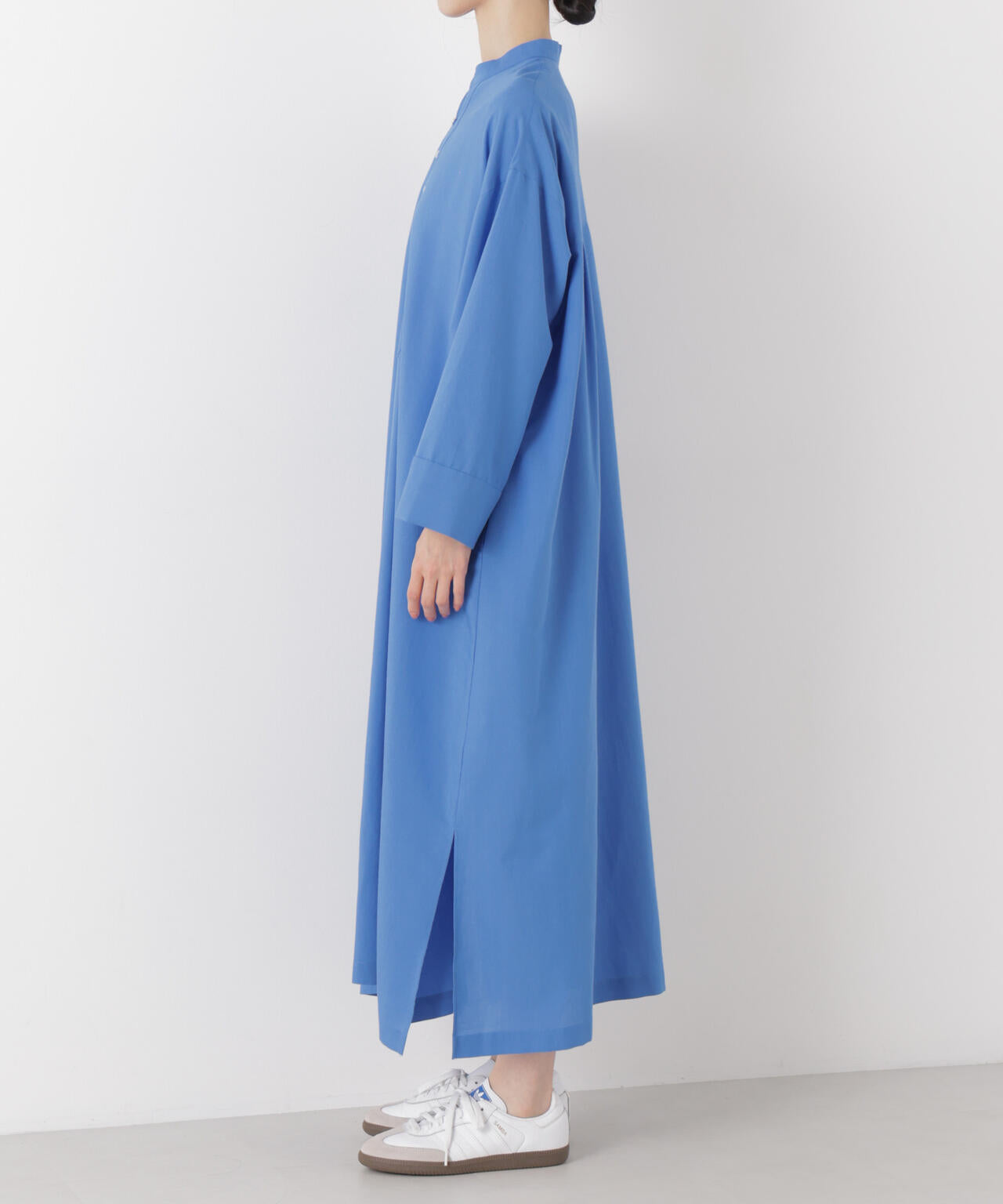 マシンウォッシャブルリネン混 スタンドカラーワンピース 6736119313