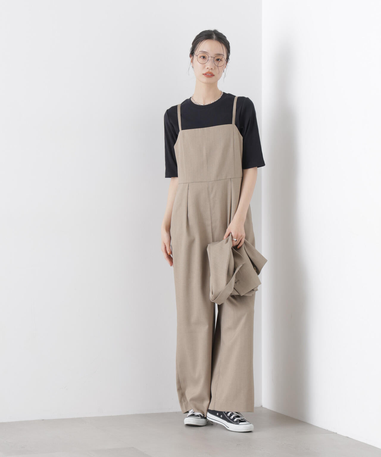 キャミソールワイドサロペットパンツ(セットアップ可) 6736119316