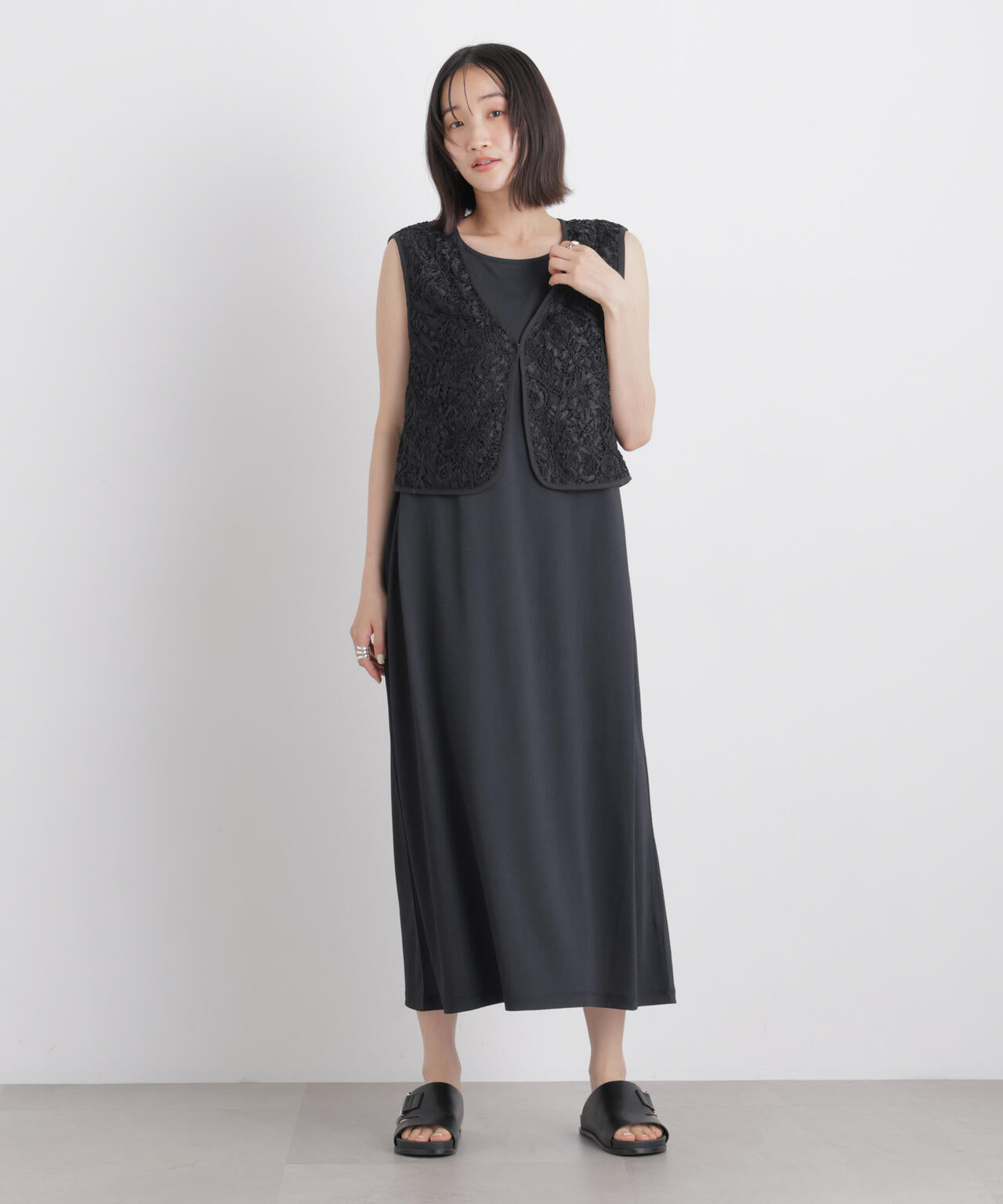 汗隠糸加工&多彩機能カットソー素材 タックスリーブワンピース 6736119321