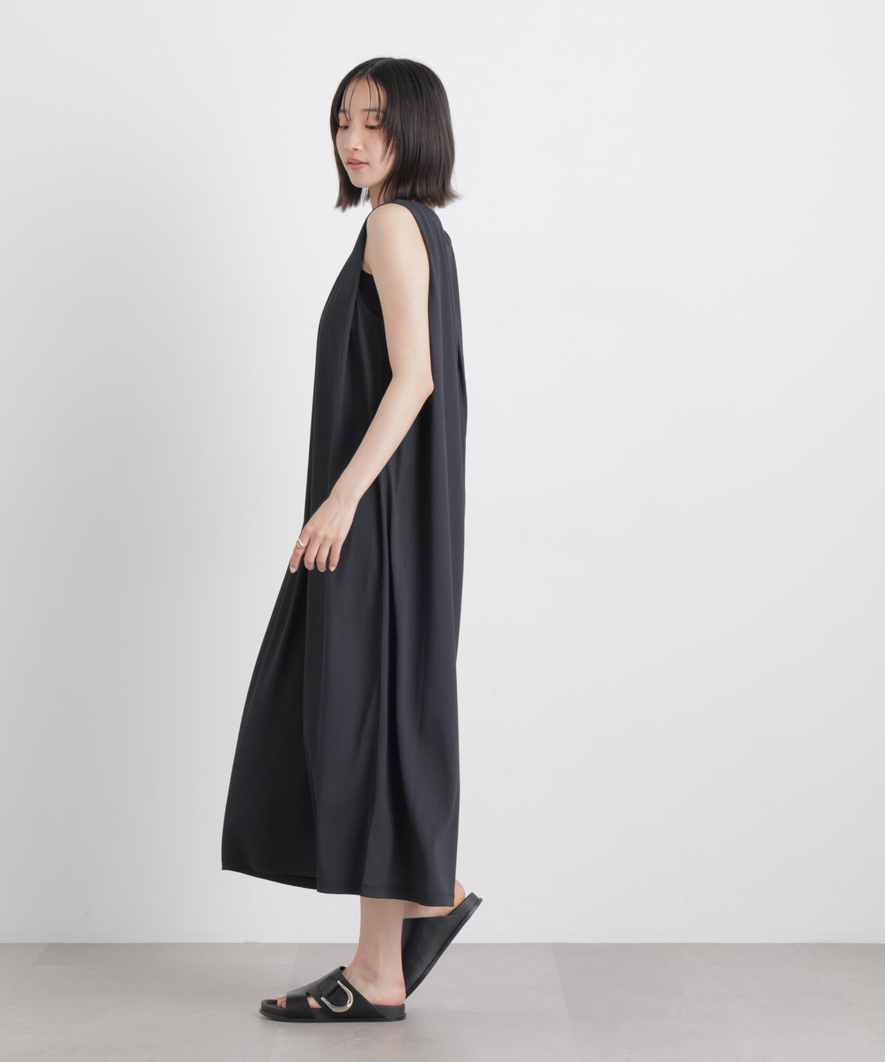 汗隠糸加工&多彩機能カットソー素材 タックスリーブワンピース 6736119321