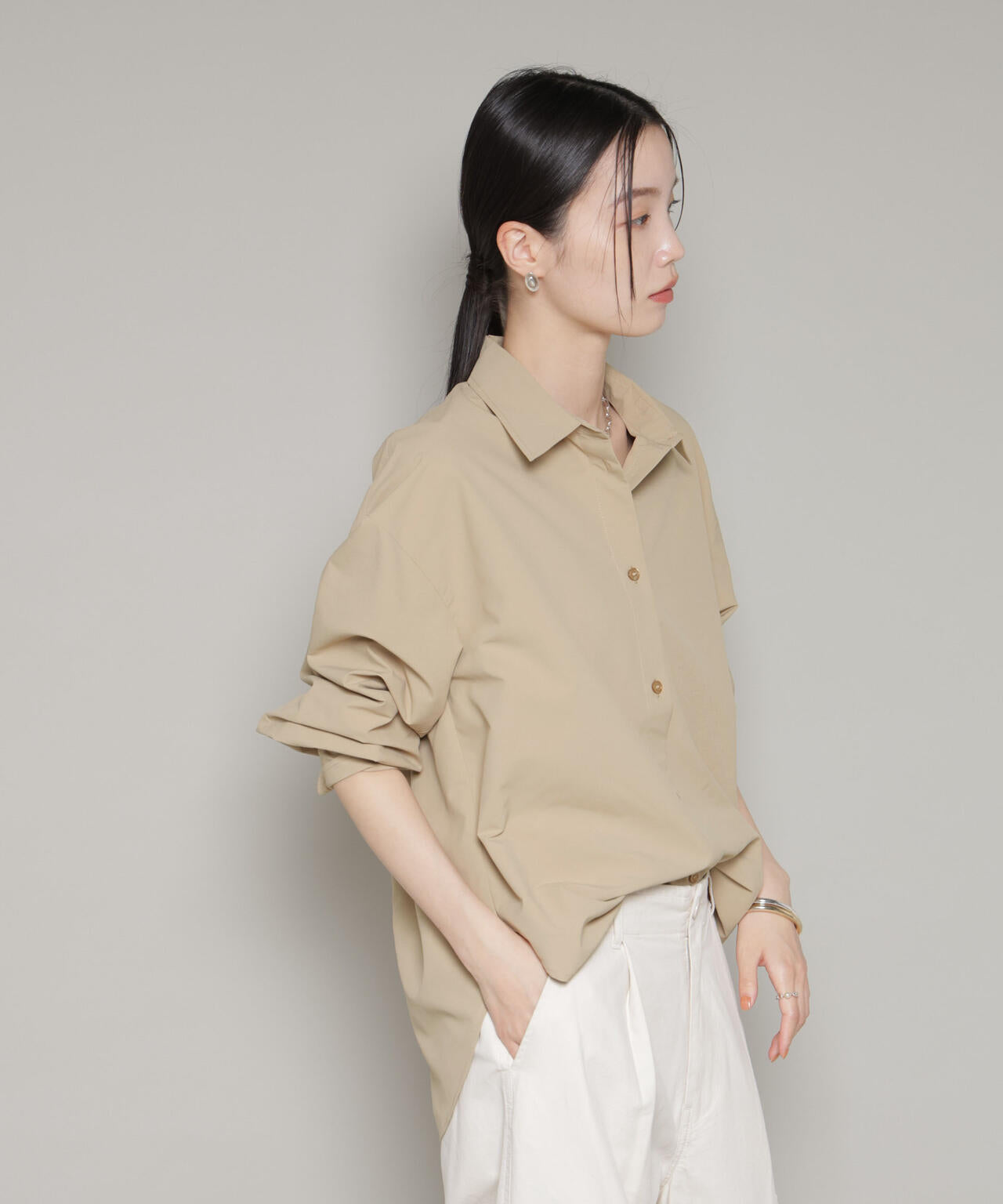 コットンライクタイプライターベーシックシャツ 6736120300