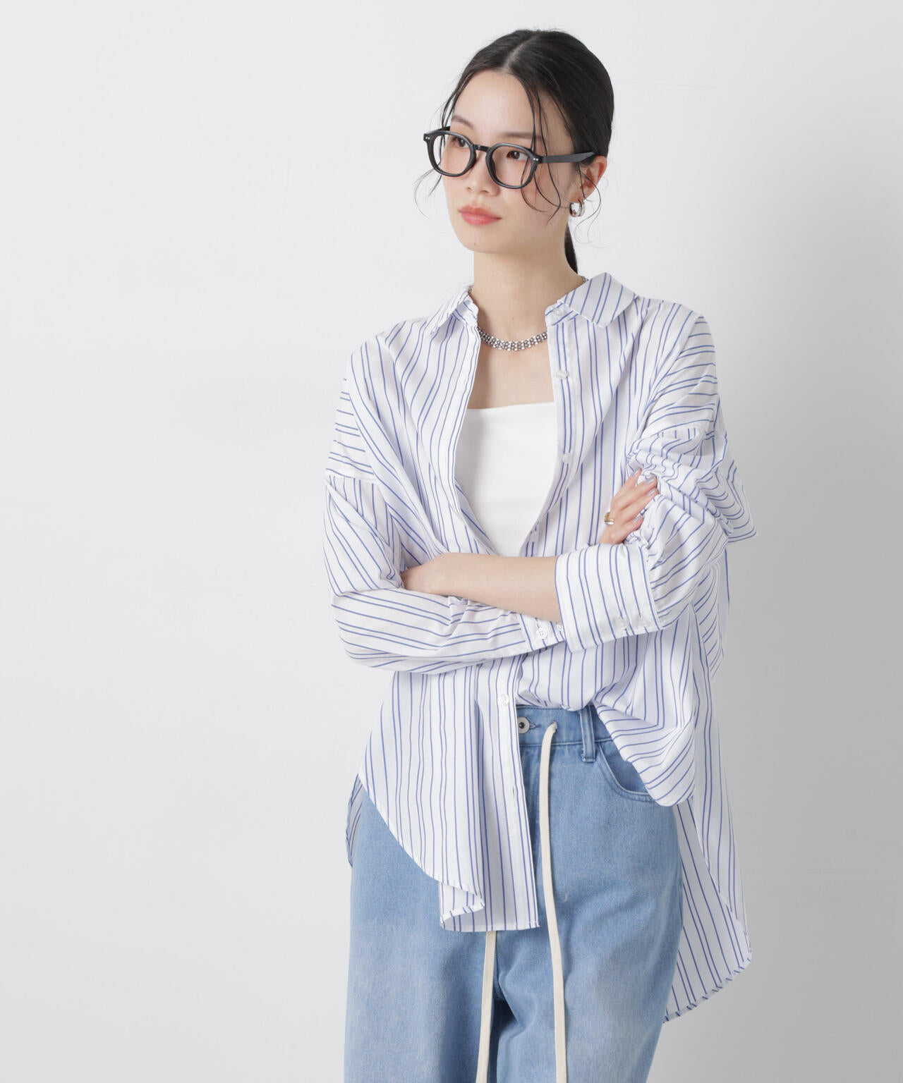 ブロードワイドシルエットストライプシャツ 6736120307