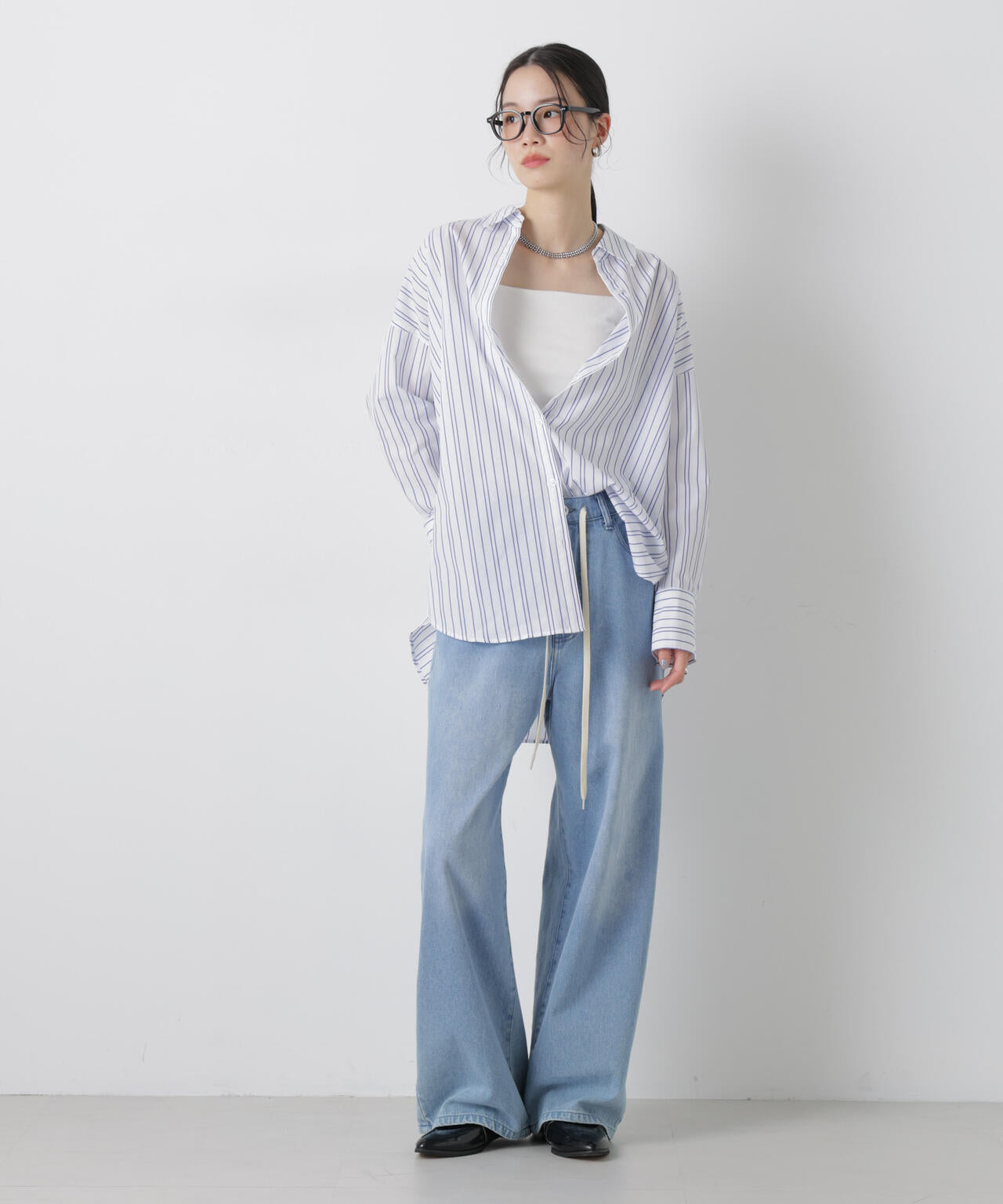 ブロードワイドシルエットストライプシャツ 6736120307