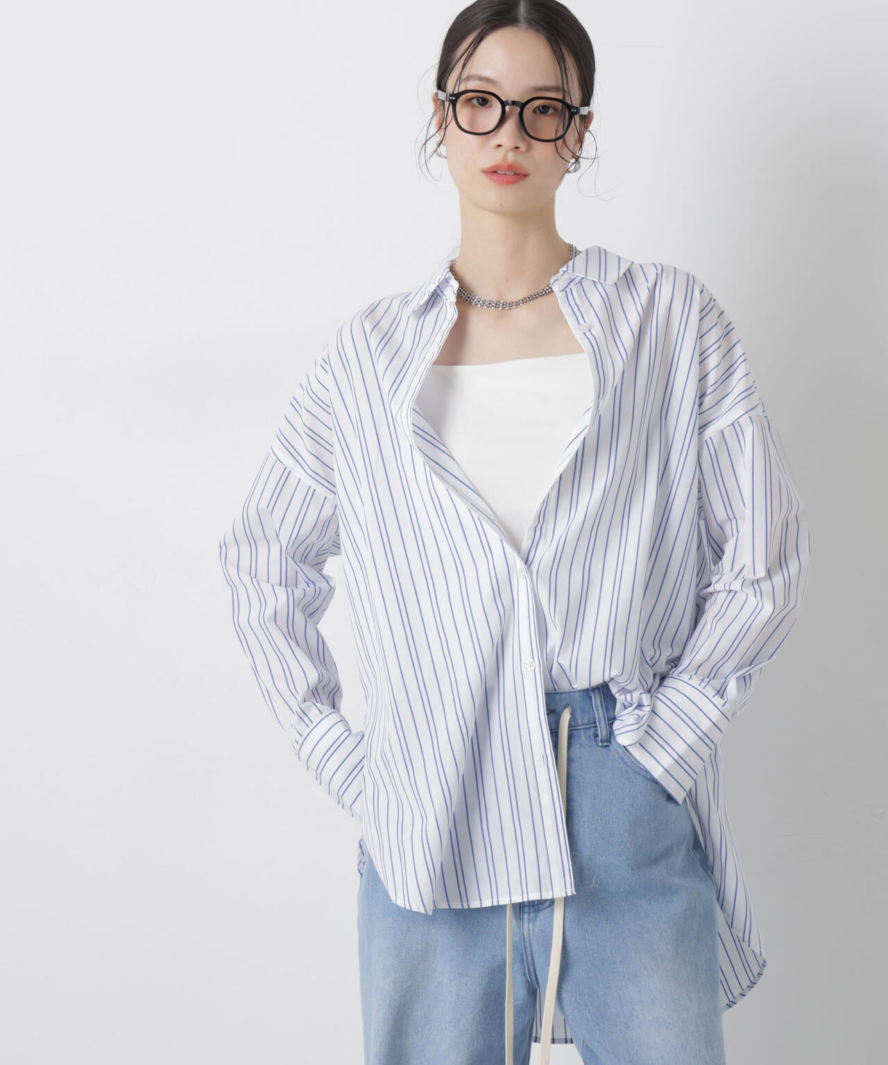 ブロードワイドシルエットストライプシャツ 6736120307