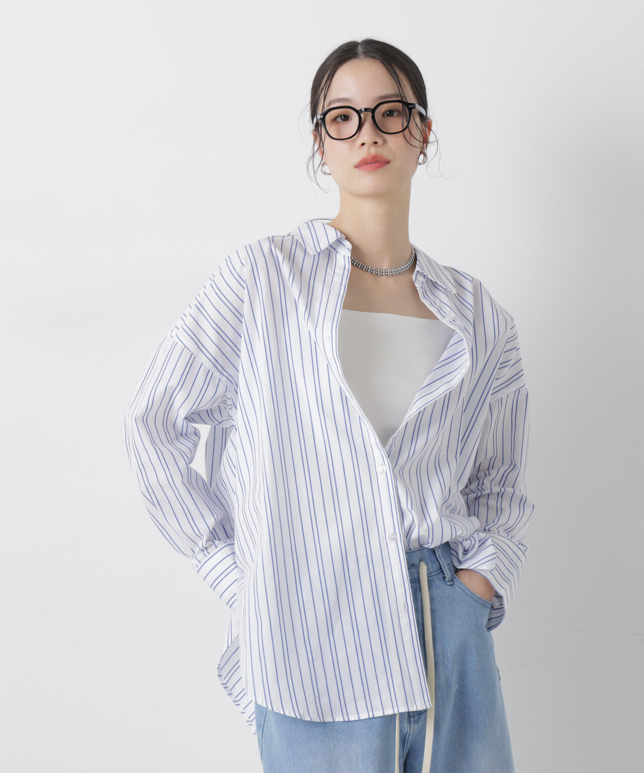 ブロード ワイドシルエット ストライプ シャツ