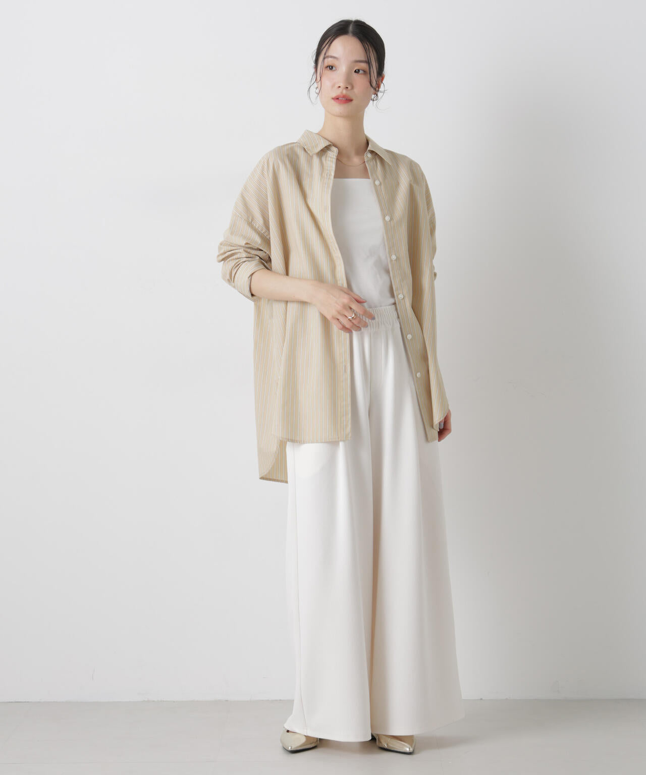 ブロードワイドシルエットストライプシャツ 6736120307