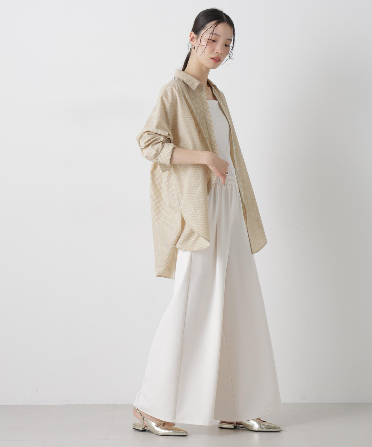 ブロードワイドシルエットストライプシャツ 6736120307