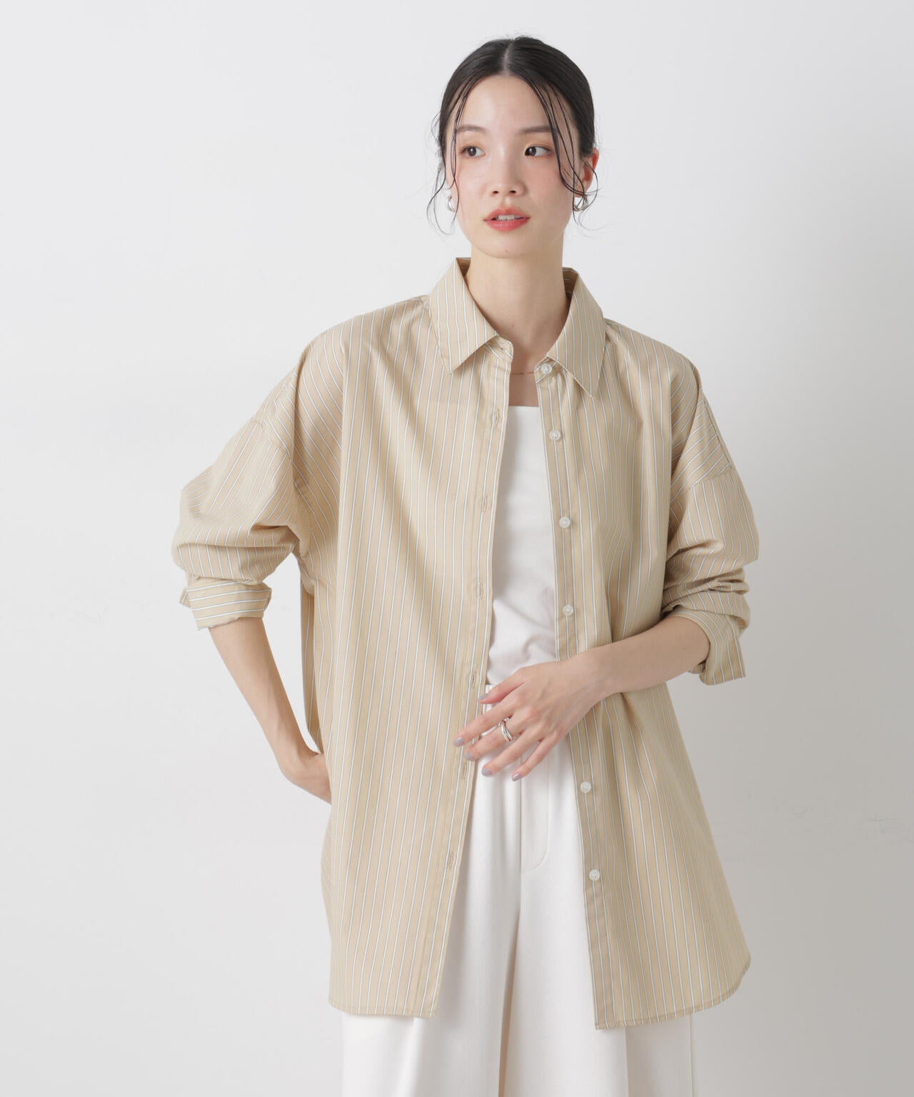 ブロードワイドシルエットストライプシャツ 6736120307