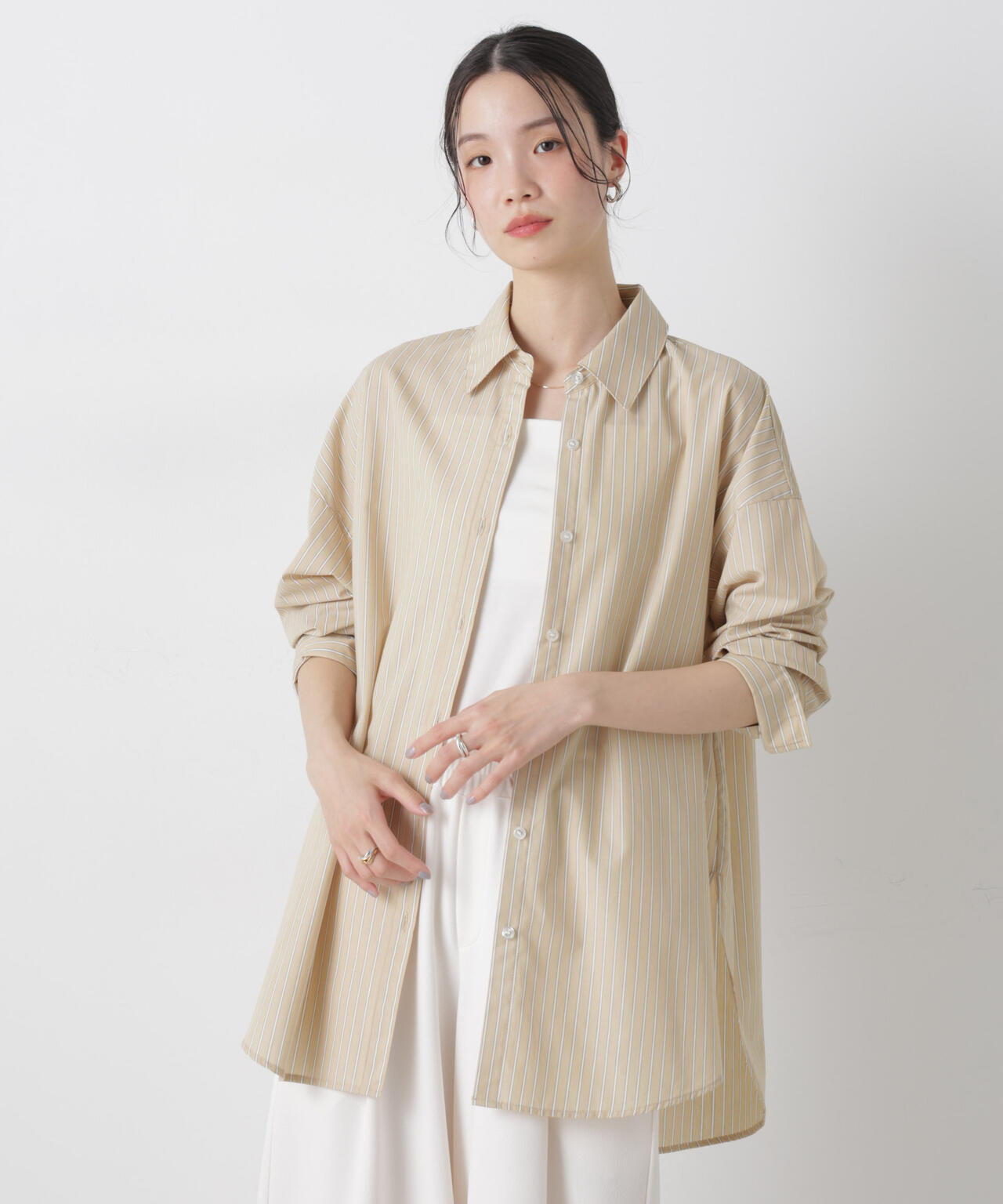 ブロードワイドシルエットストライプシャツ 6736120307