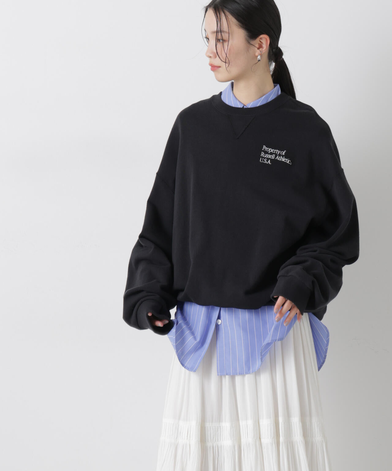 ブロードワイドシルエットストライプシャツ 6736120307