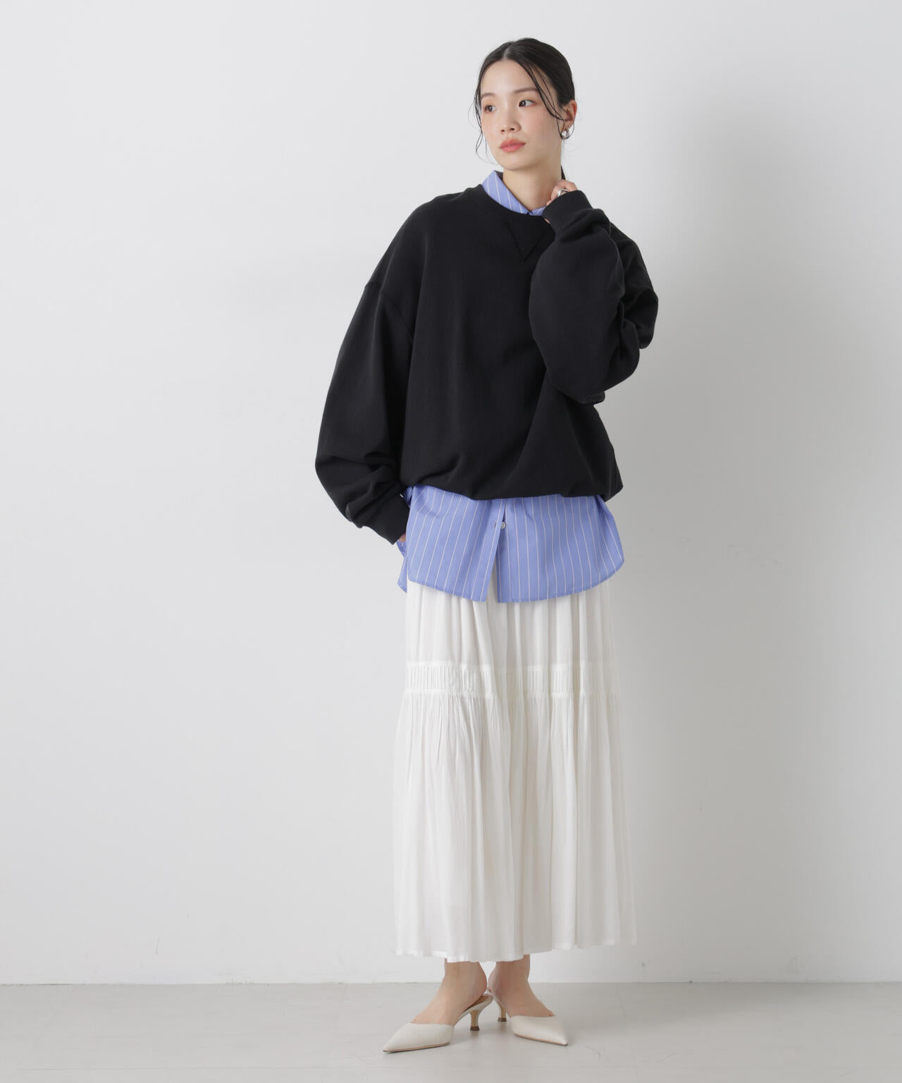 ブロードワイドシルエットストライプシャツ 6736120307