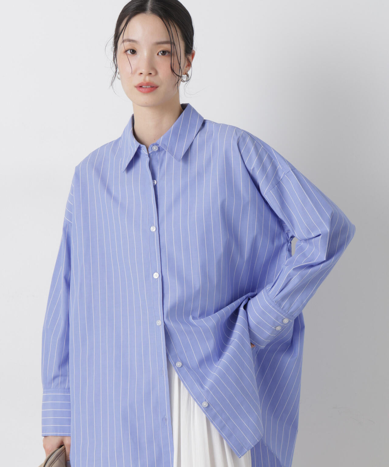 ブロードワイドシルエットストライプシャツ 6736120307