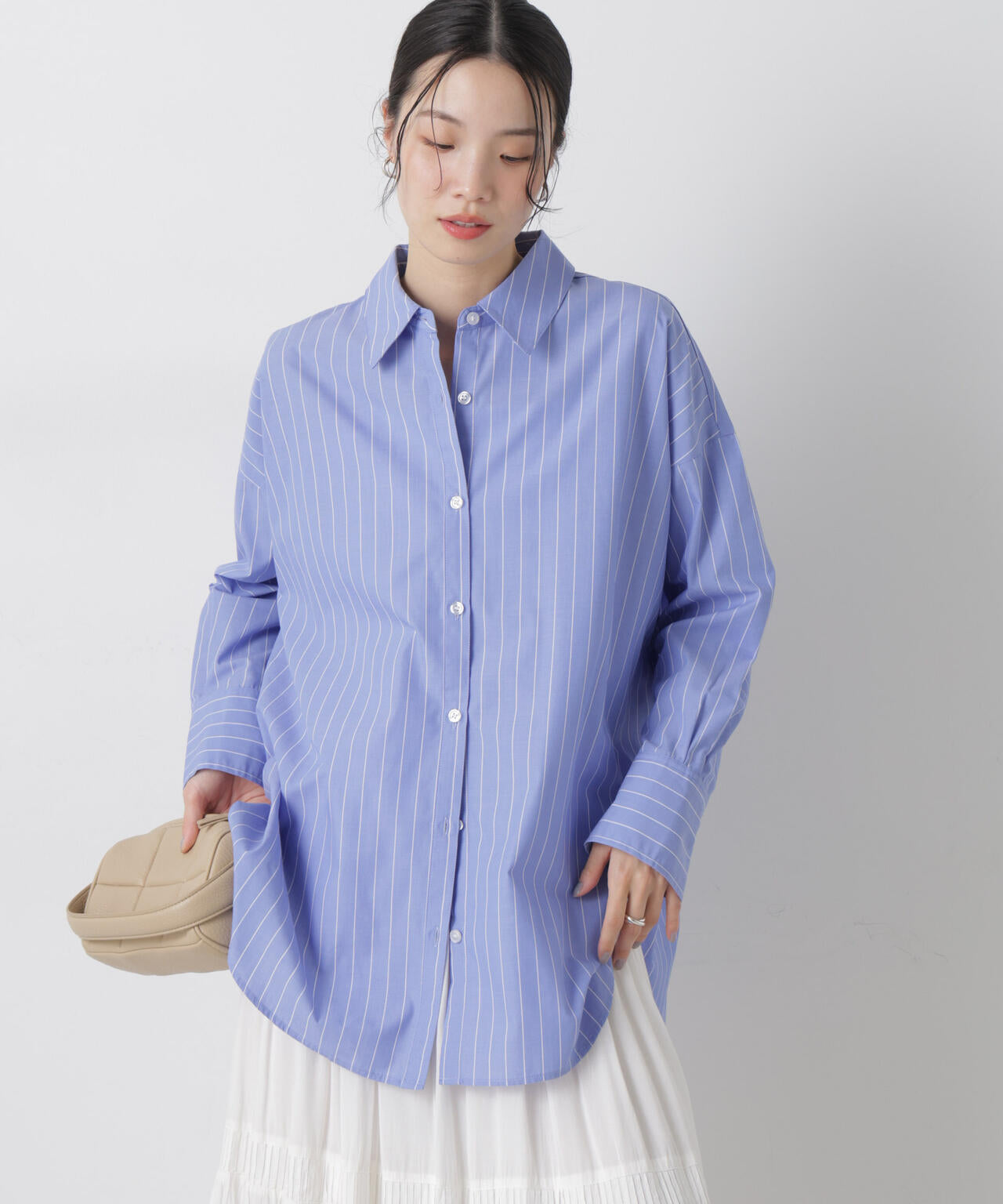 ブロードワイドシルエットストライプシャツ 6736120307