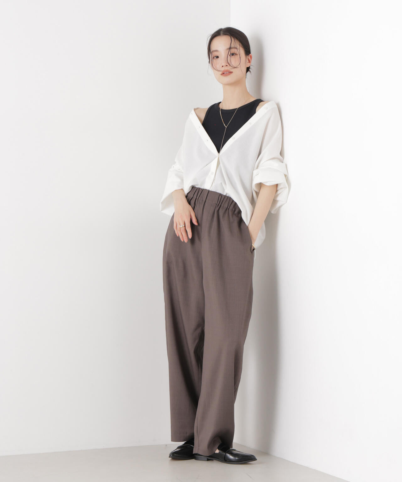 マシンウォッシャブルリネン混 ボリュームスリーブシャツ 6736120315