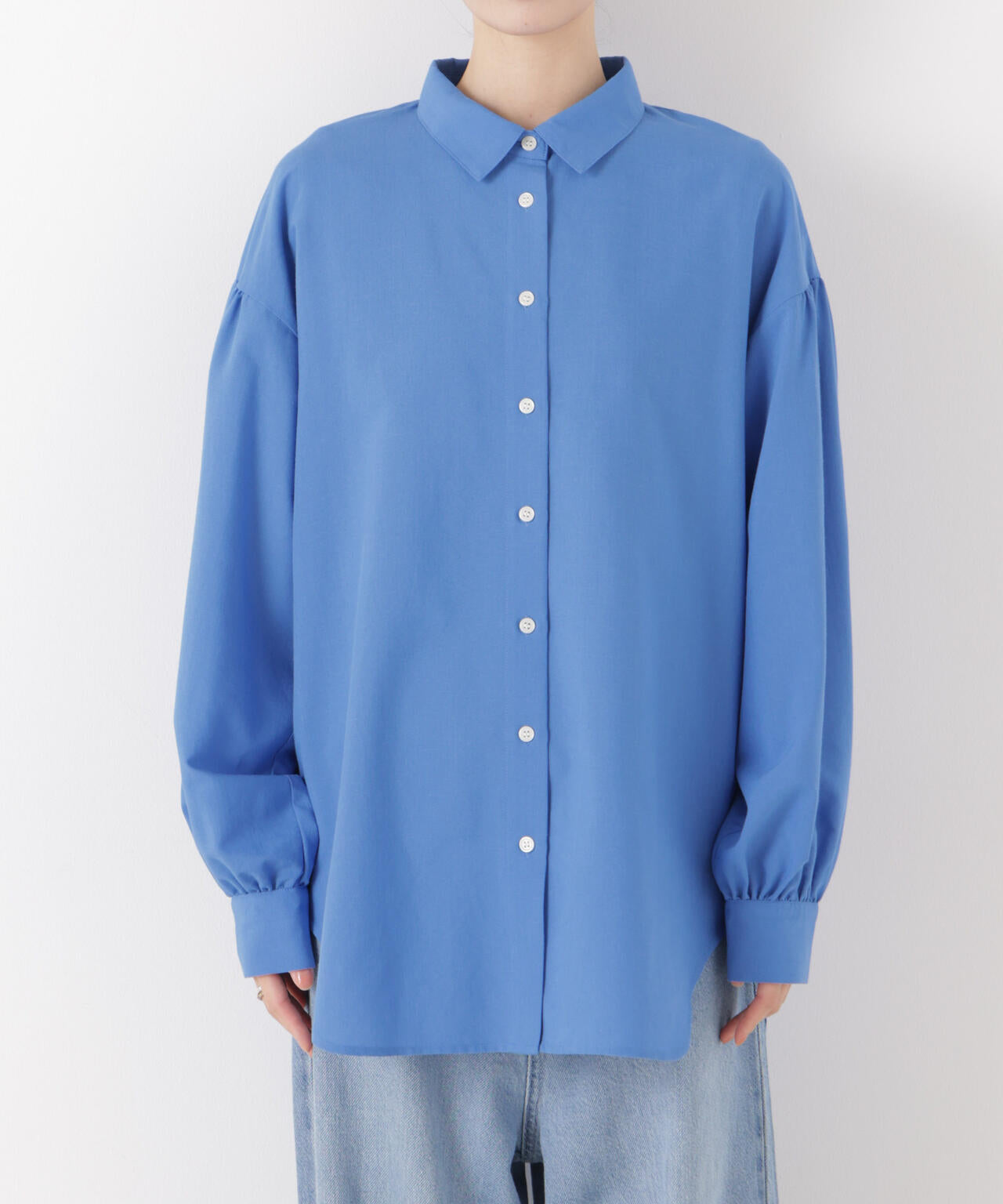 マシンウォッシャブルリネン混 ボリュームスリーブシャツ 6736120315