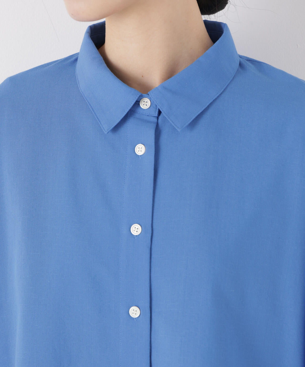 マシンウォッシャブルリネン混 ボリュームスリーブシャツ 6736120315