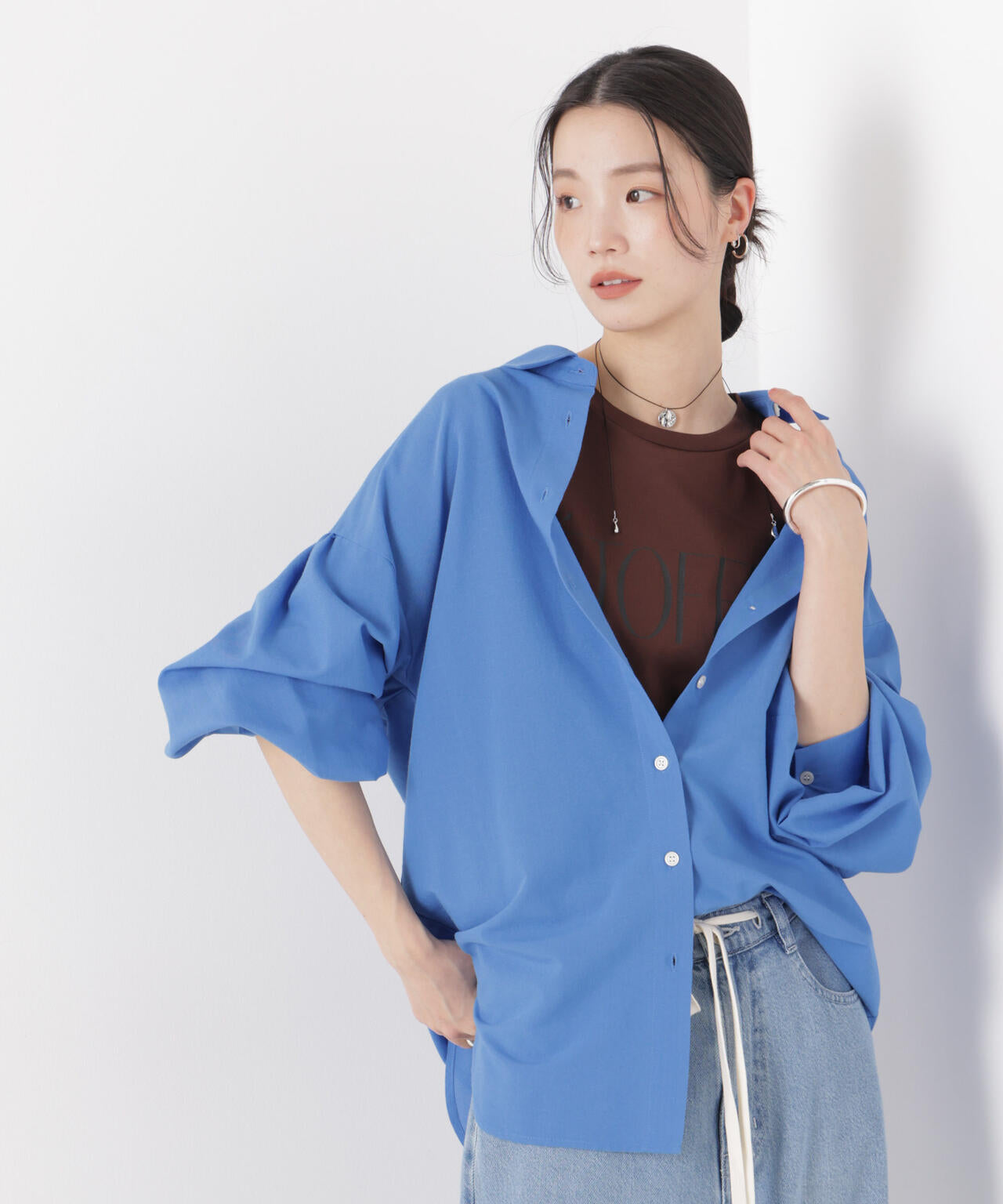 マシンウォッシャブルリネン混 ボリュームスリーブシャツ 6736120315