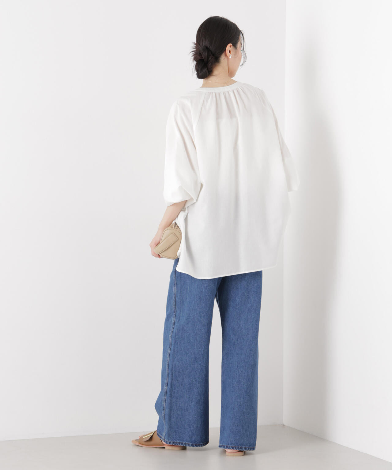 マシンウォッシャブルリネン混 ドルマンプルオーバーブラウス 6736120316