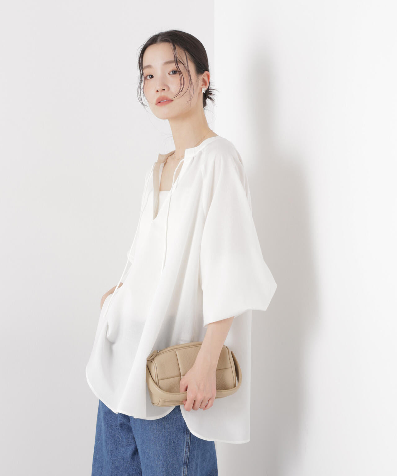 マシンウォッシャブルリネン混 ドルマンプルオーバーブラウス 6736120316