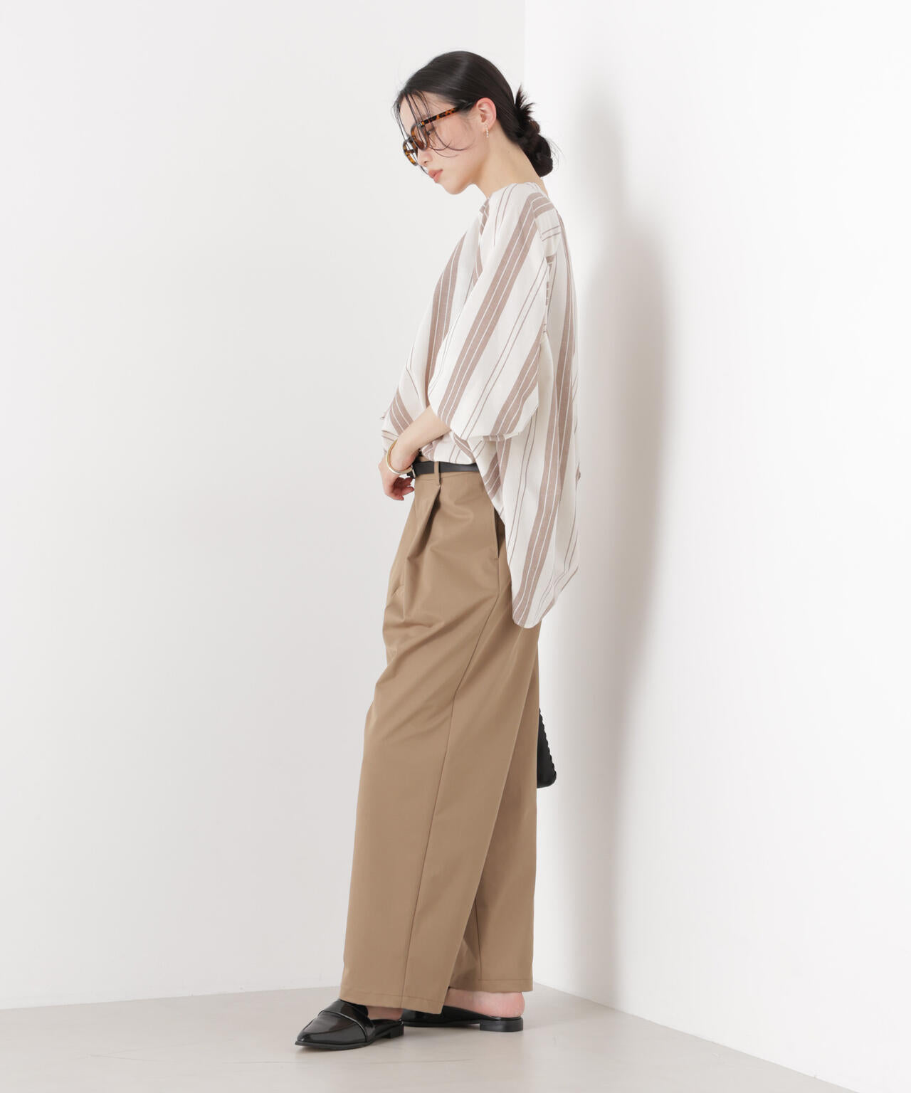 マシンウォッシャブルリネン混 ドルマンプルオーバーブラウス 6736120316