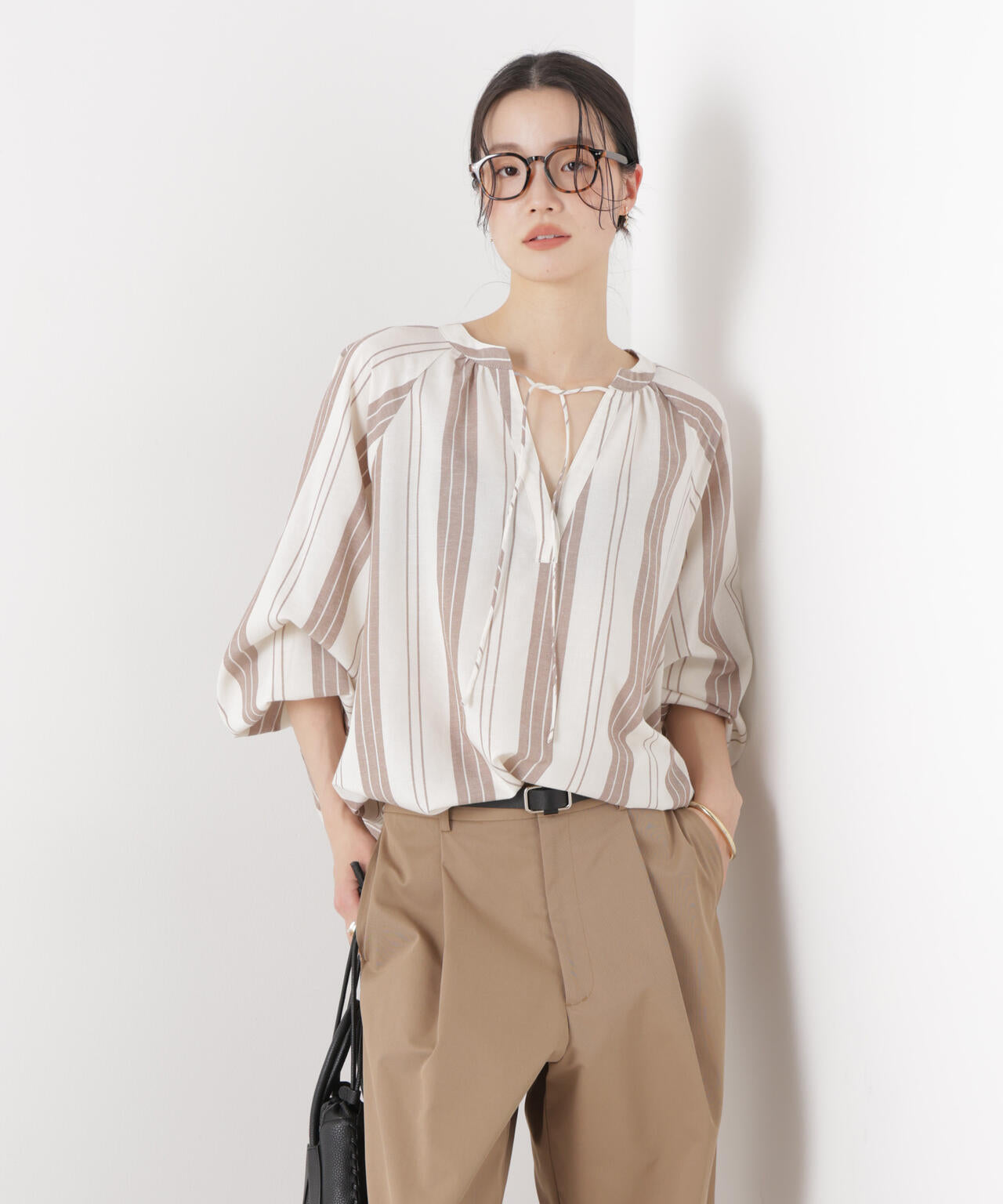 マシンウォッシャブルリネン混 ドルマンプルオーバーブラウス 6736120316