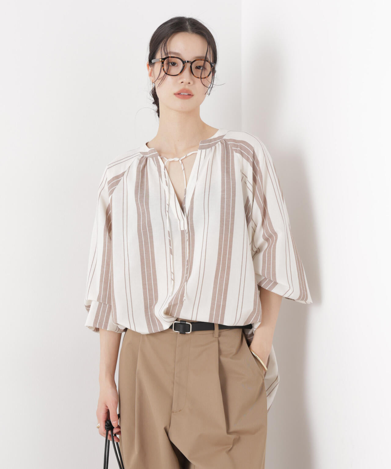 マシンウォッシャブルリネン混 ドルマンプルオーバーブラウス 6736120316