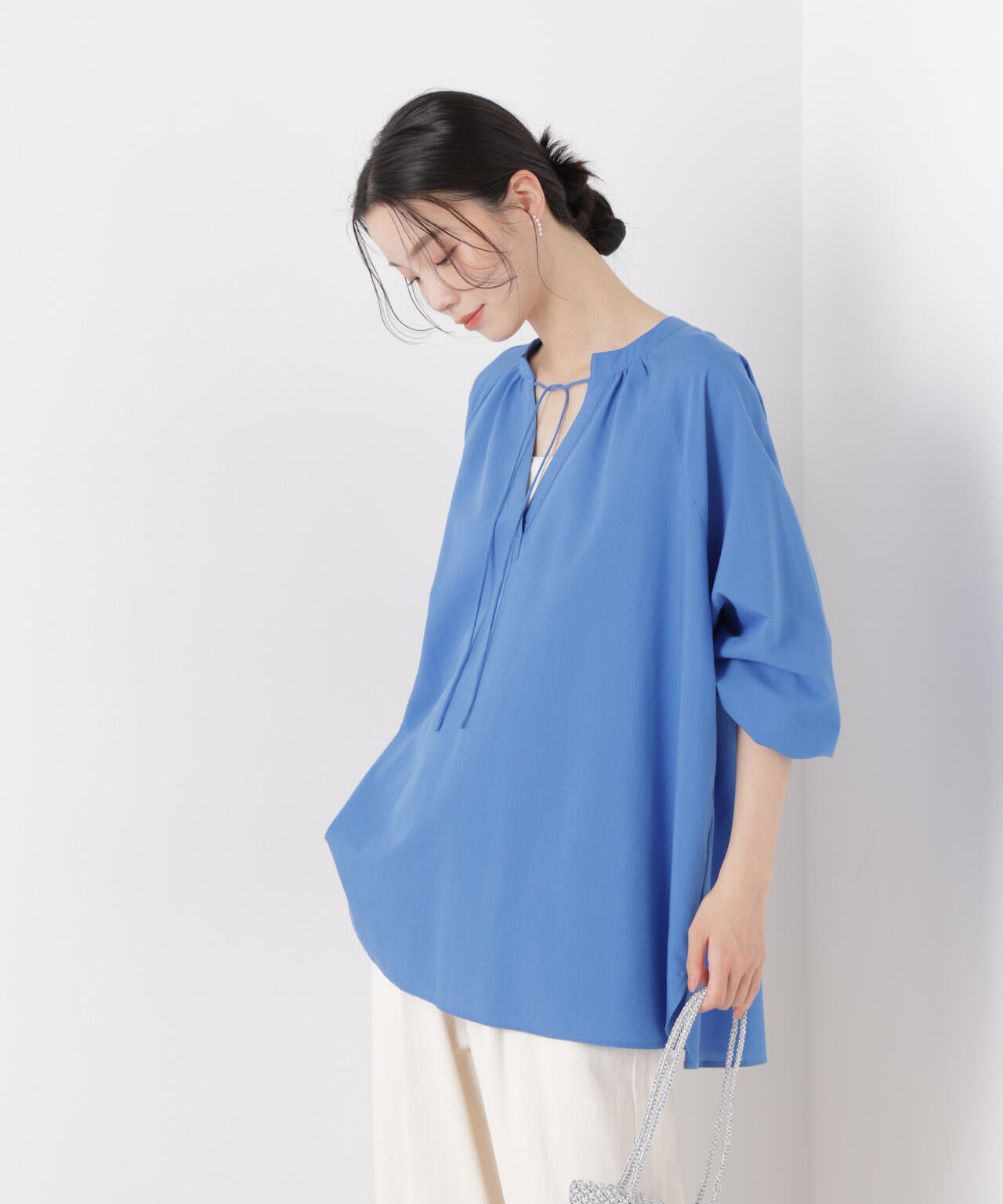 マシンウォッシャブルリネン混 ドルマンプルオーバーブラウス 6736120316