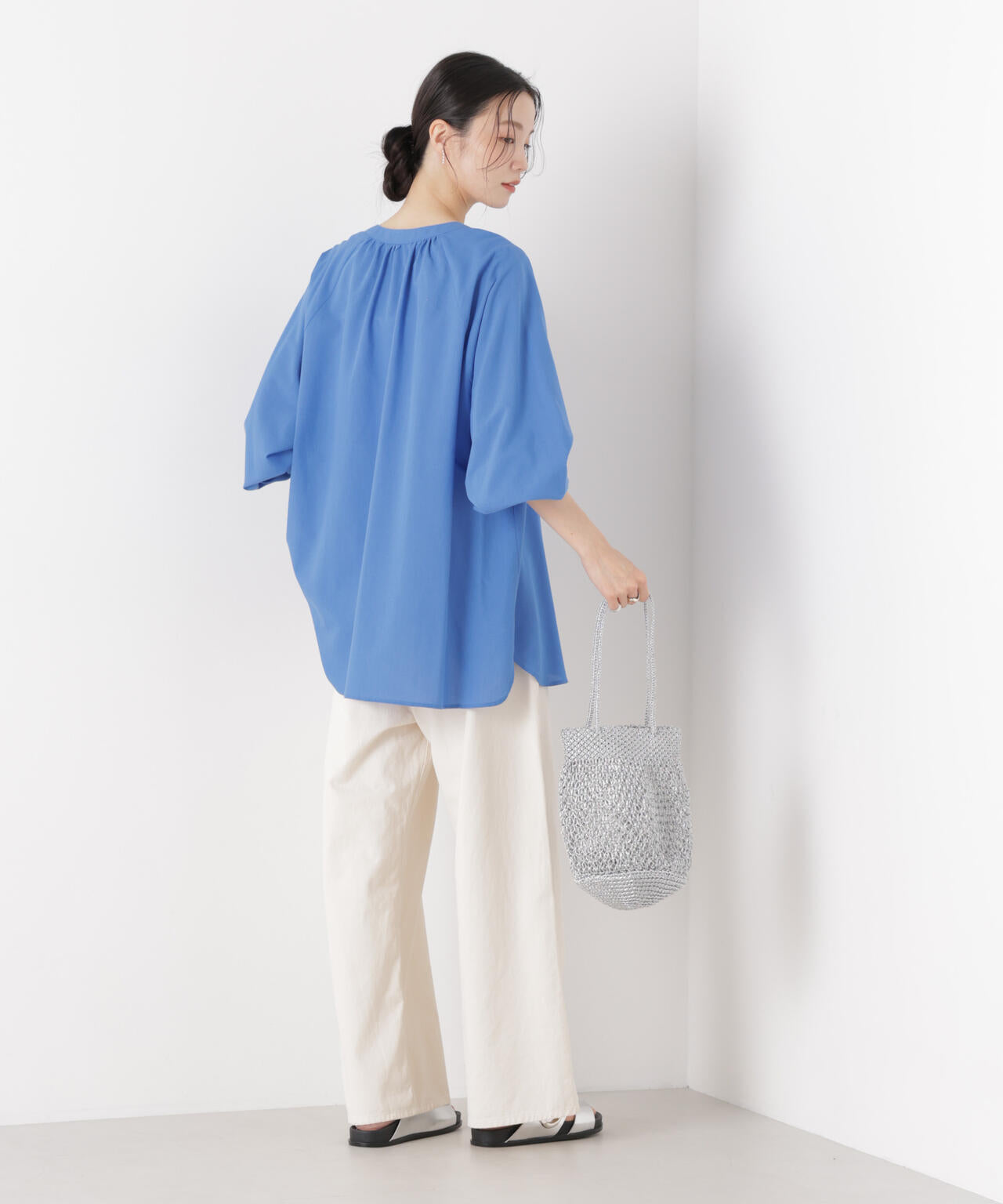 マシンウォッシャブルリネン混 ドルマンプルオーバーブラウス 6736120316