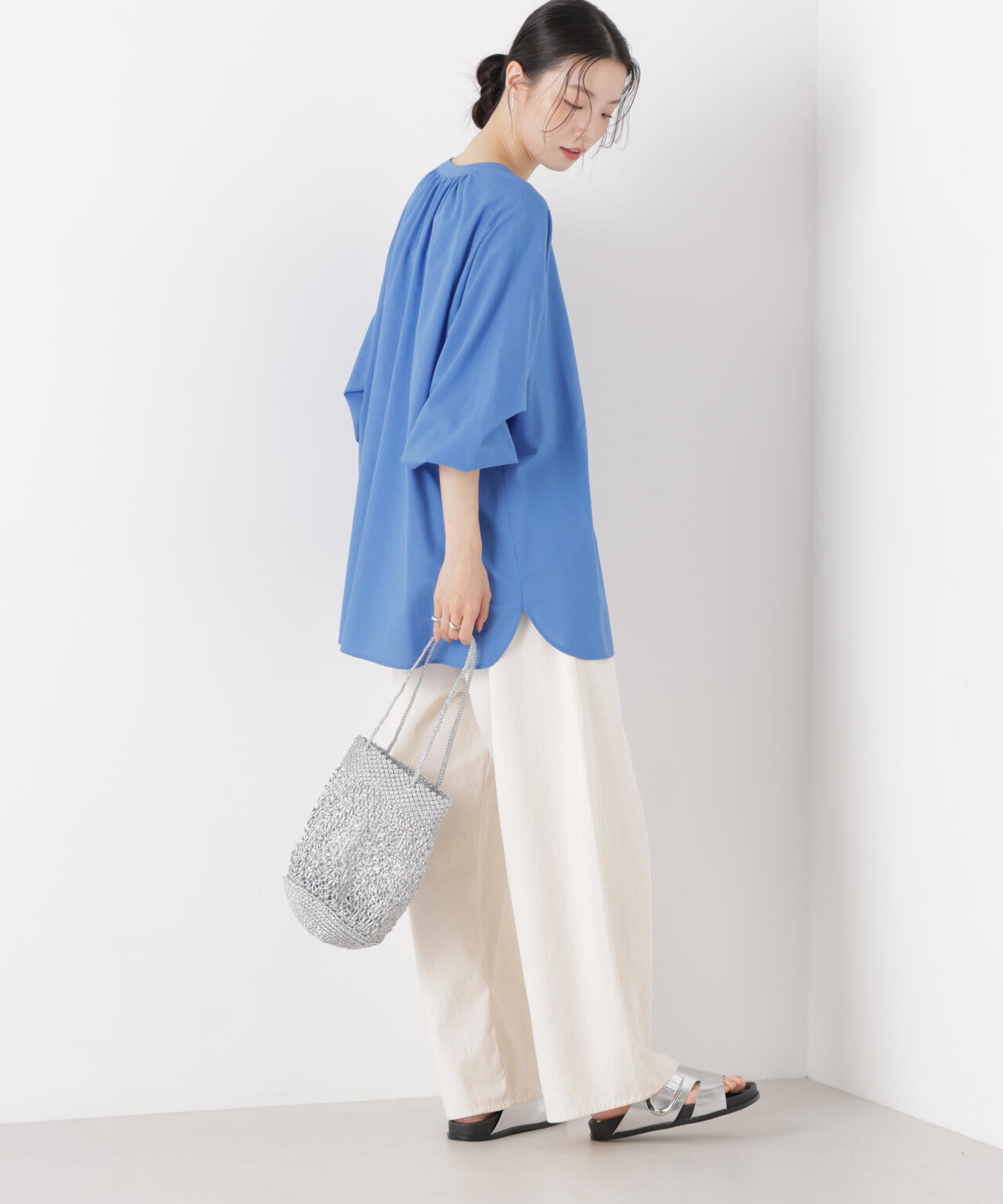 マシンウォッシャブルリネン混 ドルマンプルオーバーブラウス 6736120316