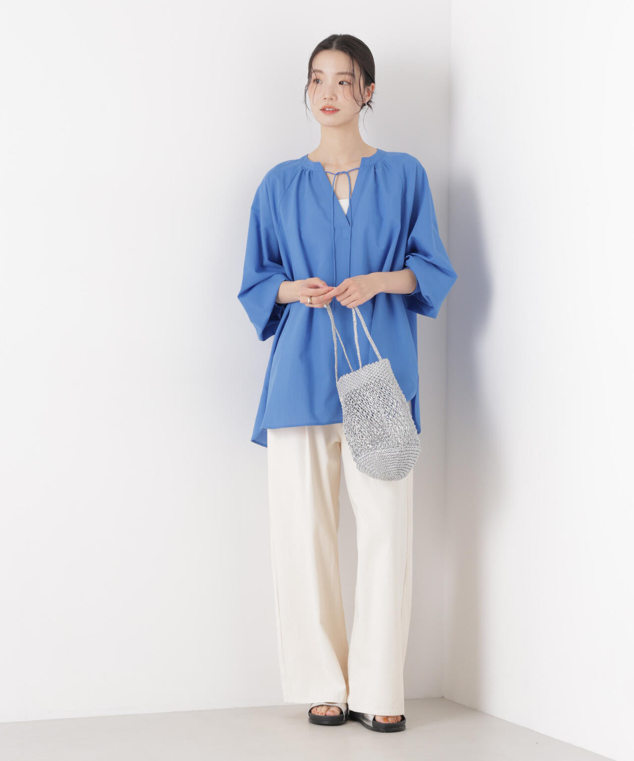 マシンウォッシャブルリネン混 ドルマンプルオーバーブラウス 6736120316