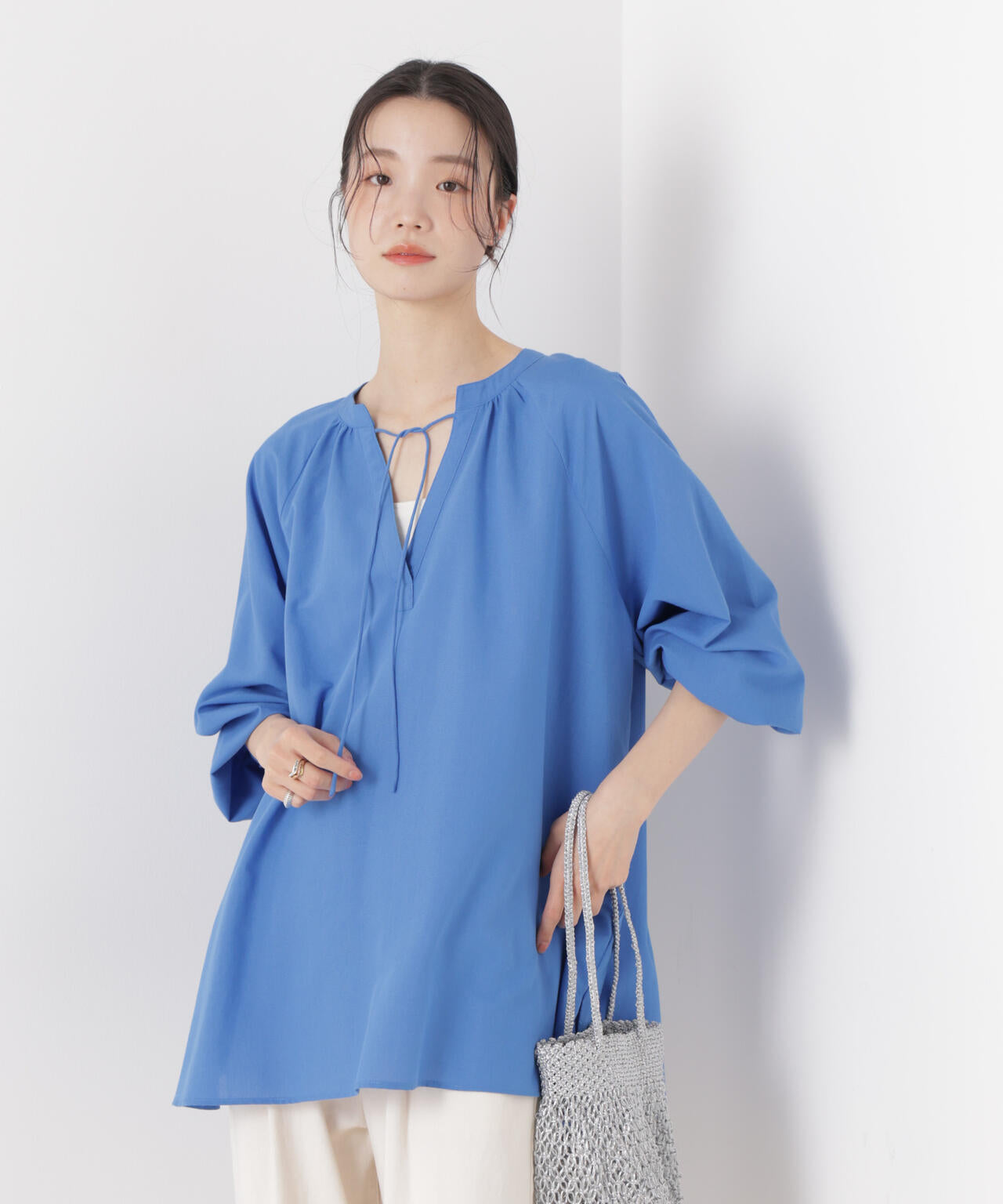 マシンウォッシャブルリネン混 ドルマンプルオーバーブラウス 6736120316