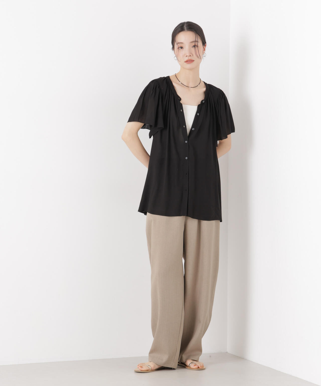 made in INDIA 前後2wayフレンチブラウス(セットアップ可) 6736121300