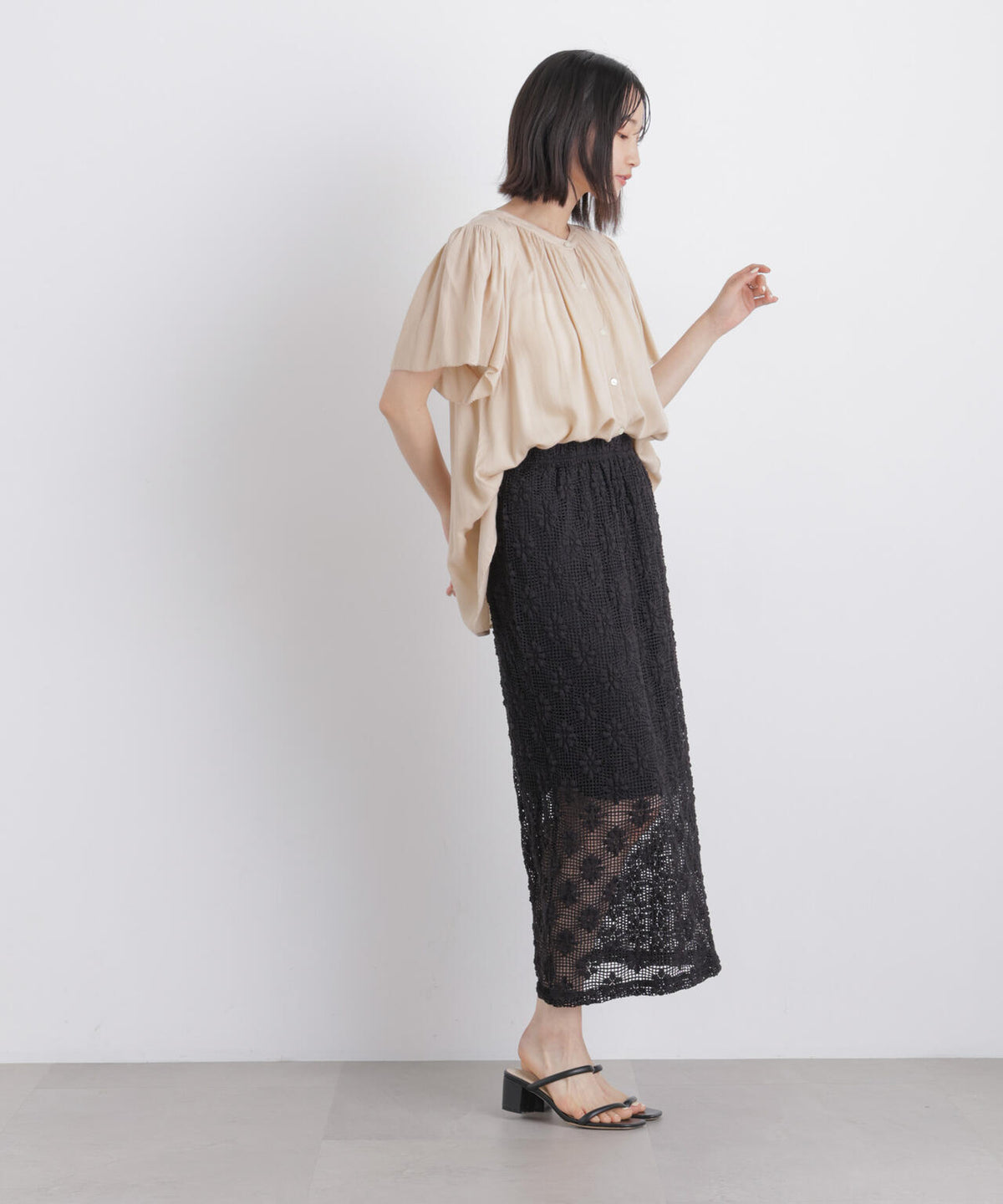 made in INDIA 前後2wayフレンチブラウス(セットアップ可) 6736121300