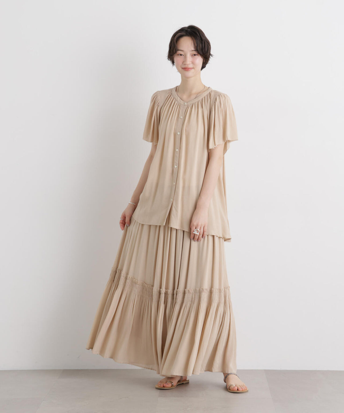 made in INDIA 前後2wayフレンチブラウス(セットアップ可) 6736121300