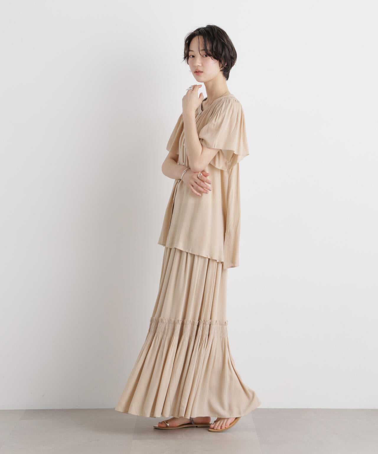 made in INDIA 前後2wayフレンチブラウス(セットアップ可) 6736121300