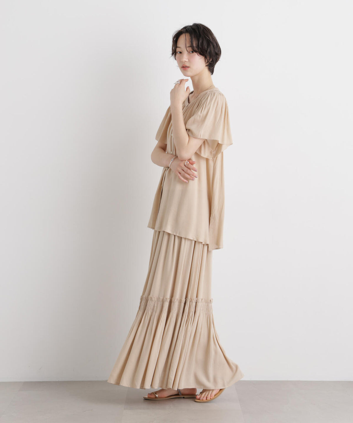 made in INDIA 前後2wayフレンチブラウス(セットアップ可) 6736121300