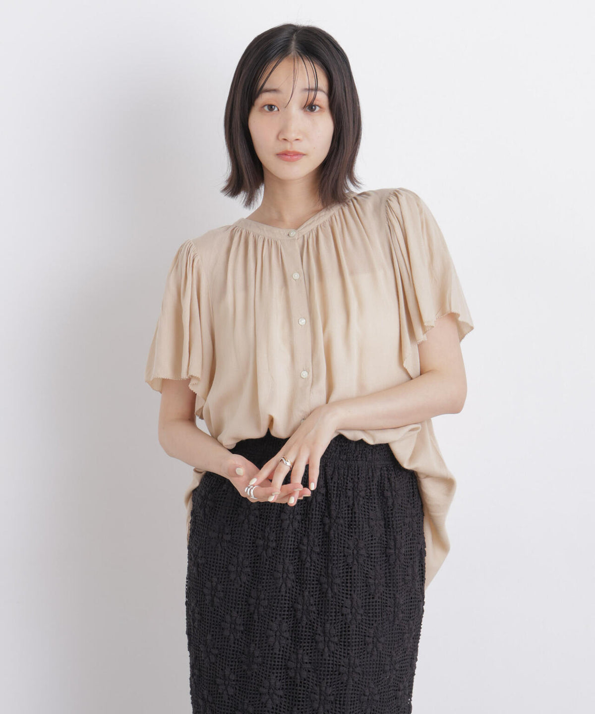 made in INDIA 前後2wayフレンチブラウス(セットアップ可) 6736121300