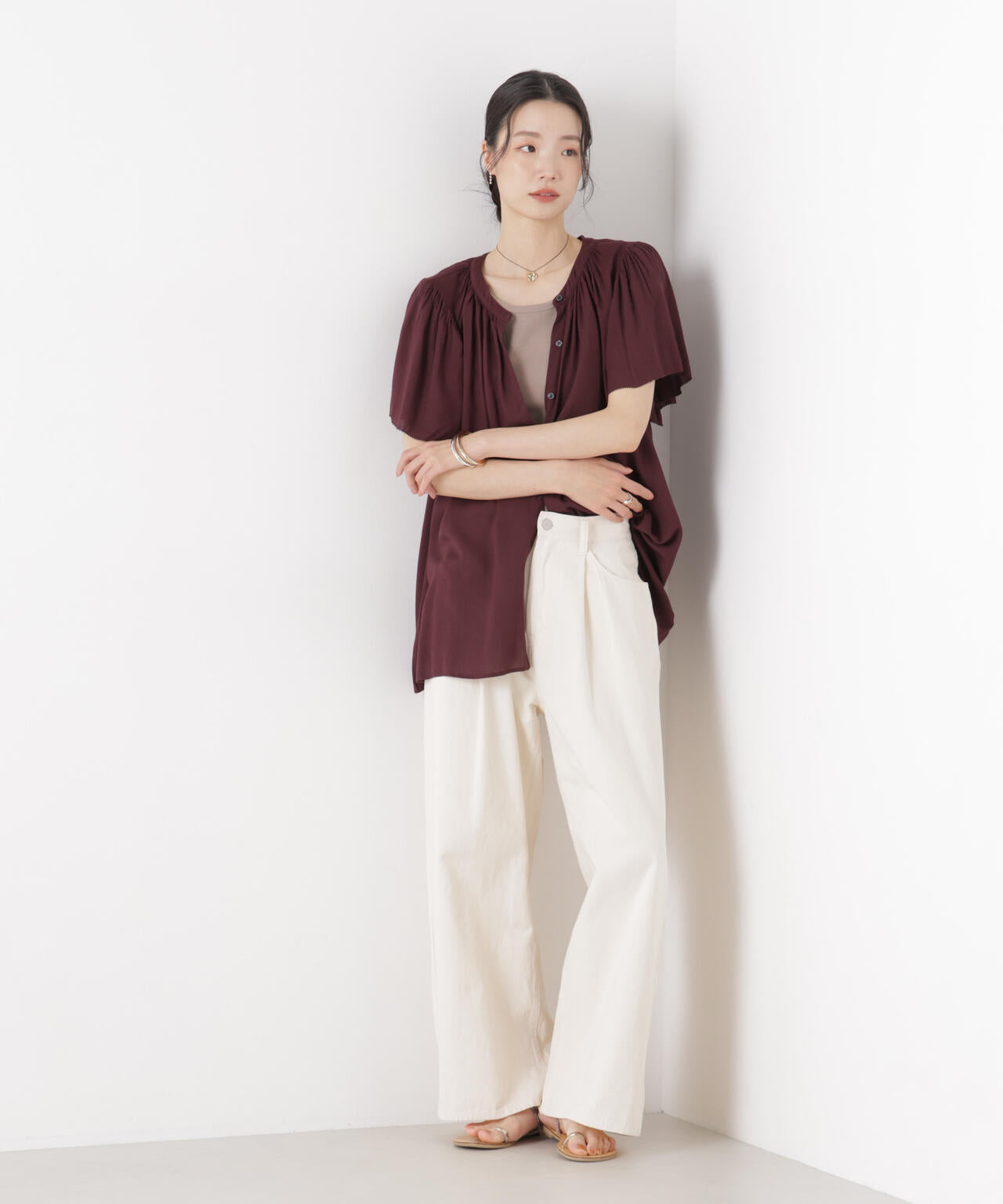 made in INDIA 前後2wayフレンチブラウス(セットアップ可) 6736121300