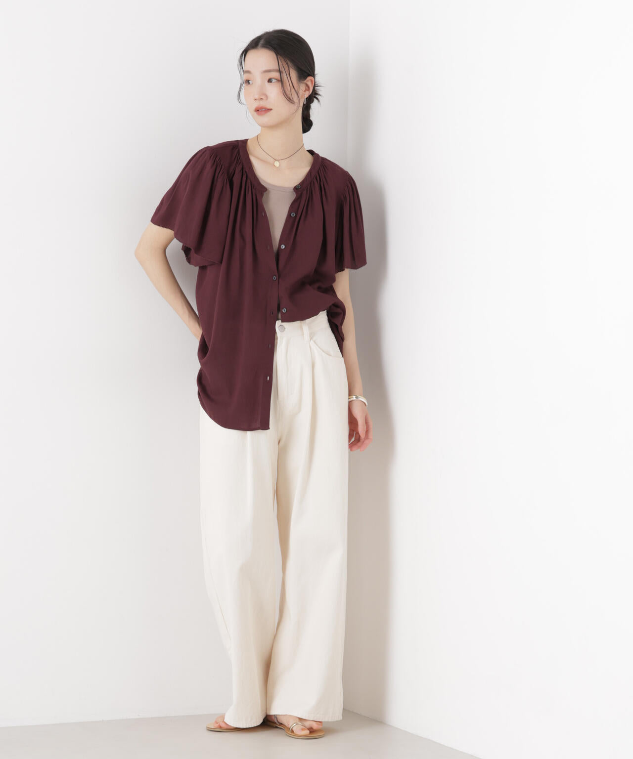 made in INDIA 前後2wayフレンチブラウス(セットアップ可) 6736121300