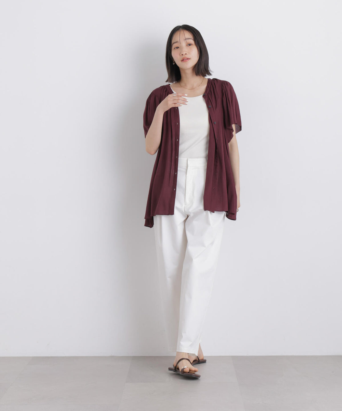 made in INDIA 前後2wayフレンチブラウス(セットアップ可) 6736121300
