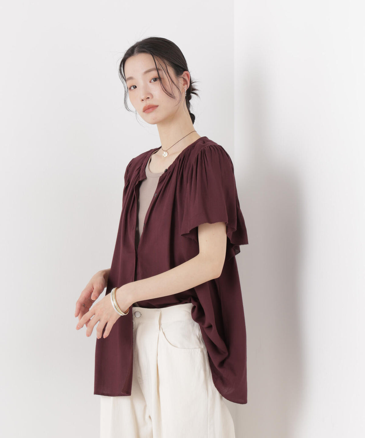 made in INDIA 前後2wayフレンチブラウス(セットアップ可) 6736121300