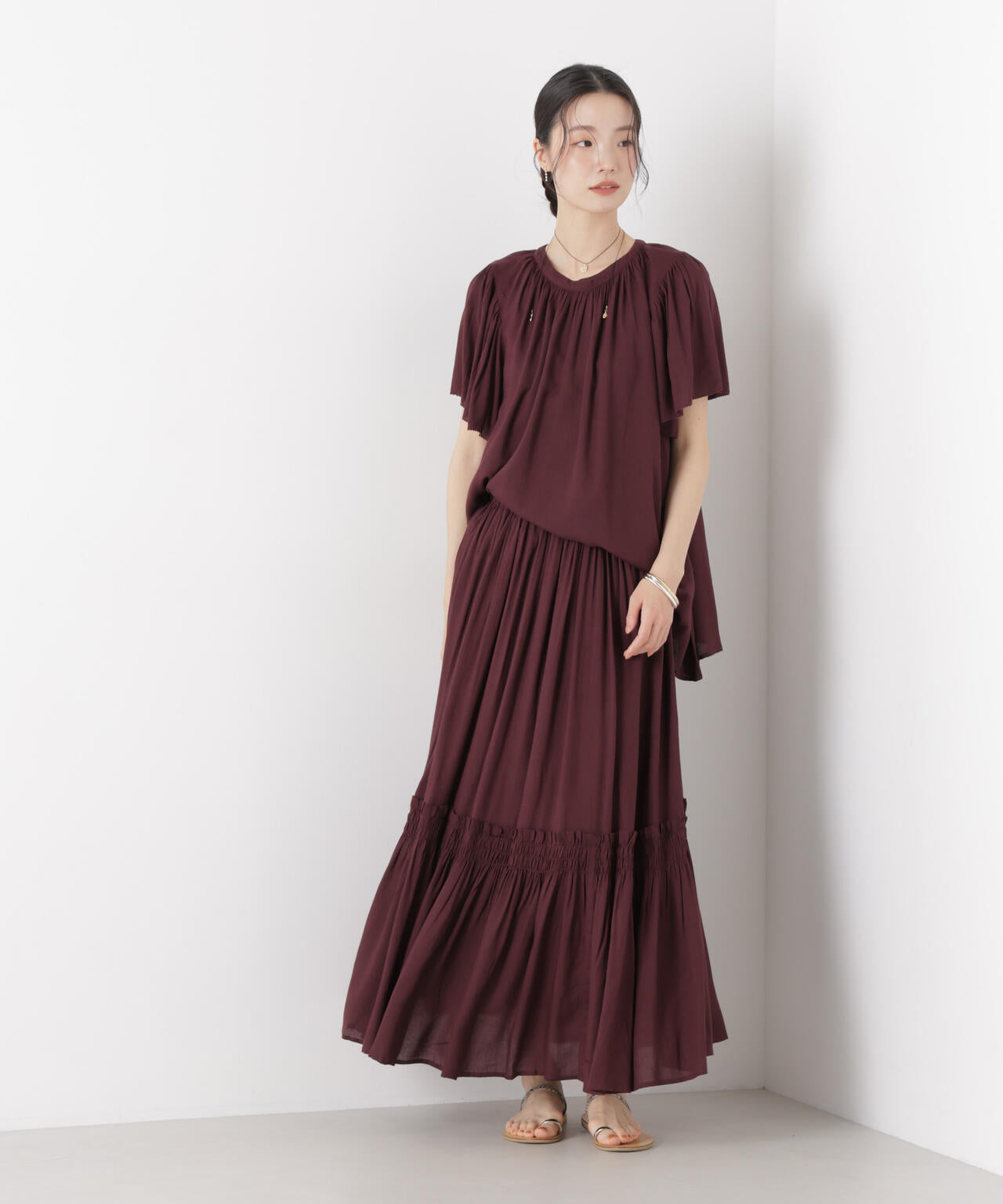 made in INDIA 前後2wayフレンチブラウス(セットアップ可) 6736121300